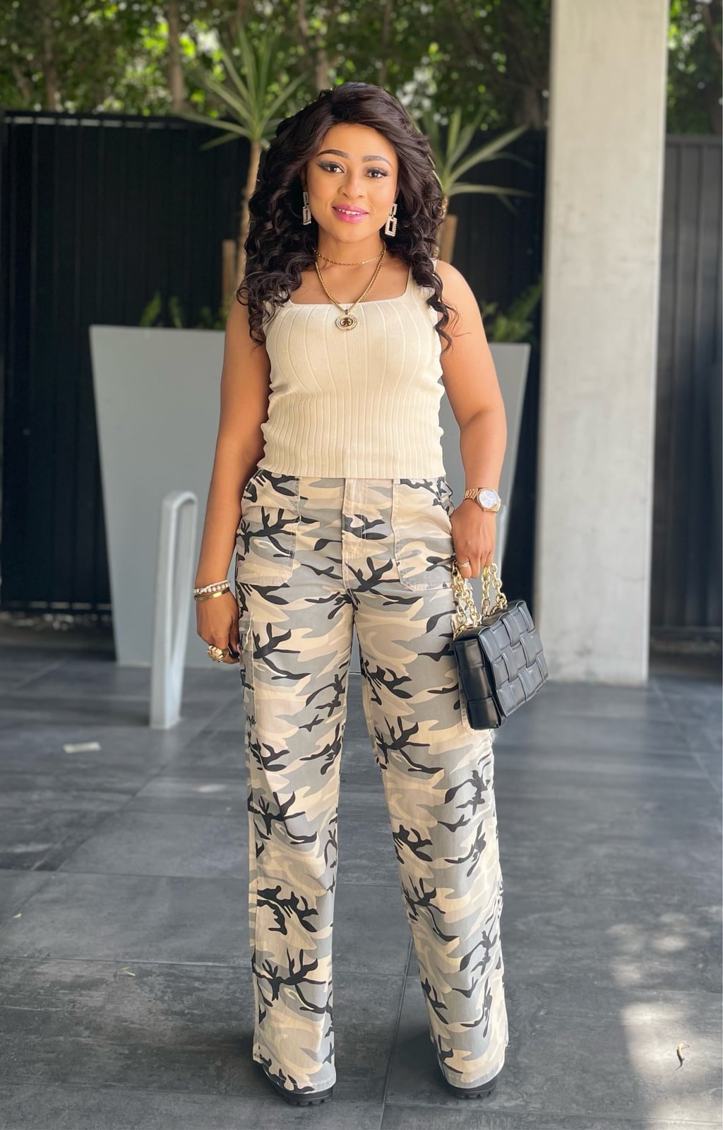 Gray Camo Pants With Ribbed Tank Gray Camo Pants With Ribbed Tank — Camo Outfits