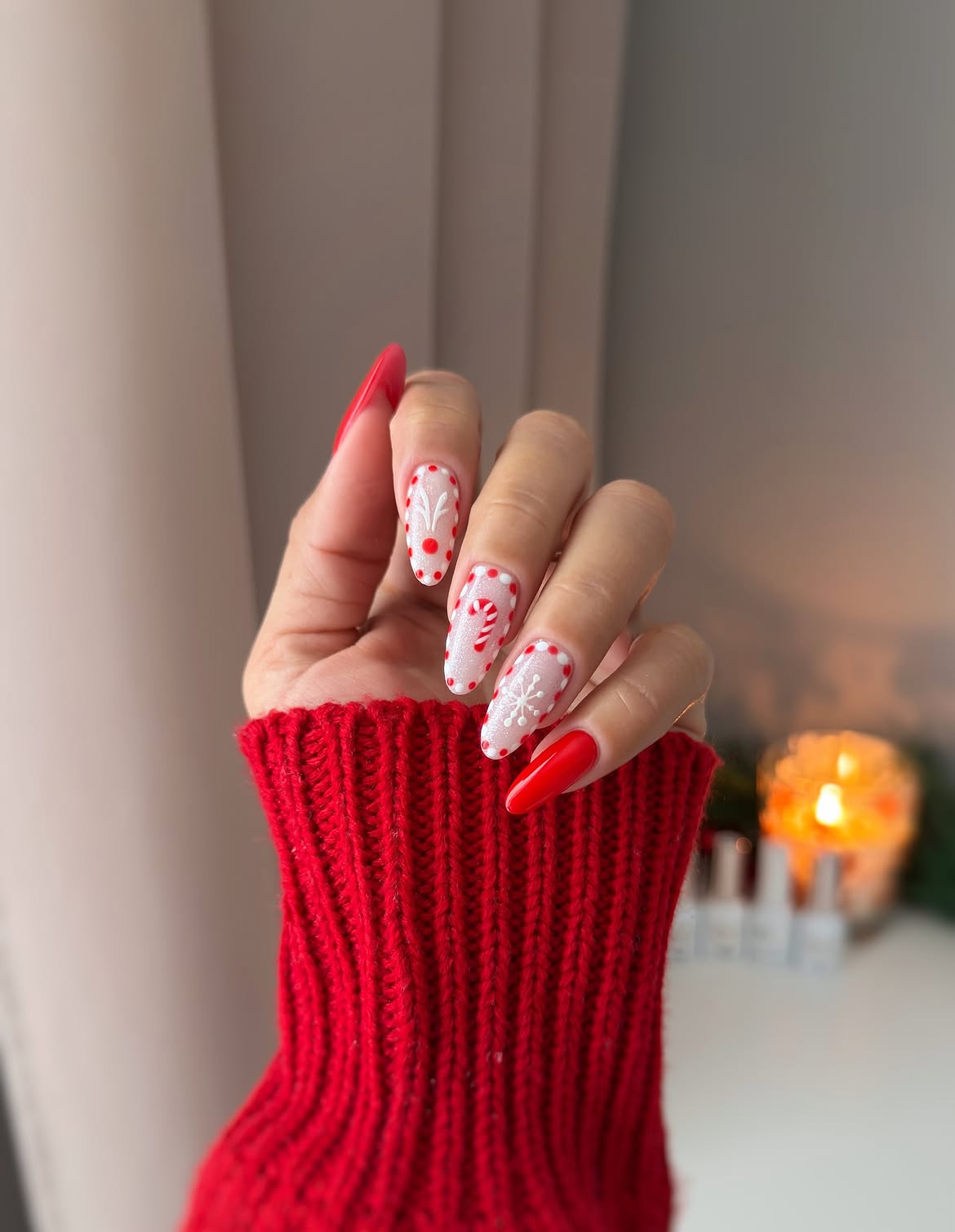 Candy Cane Snowflake Christmas Coffin Nails