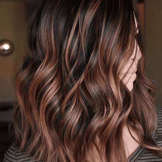 Collarbone Lob With Caramel Balayage — Caramel Brown Hair