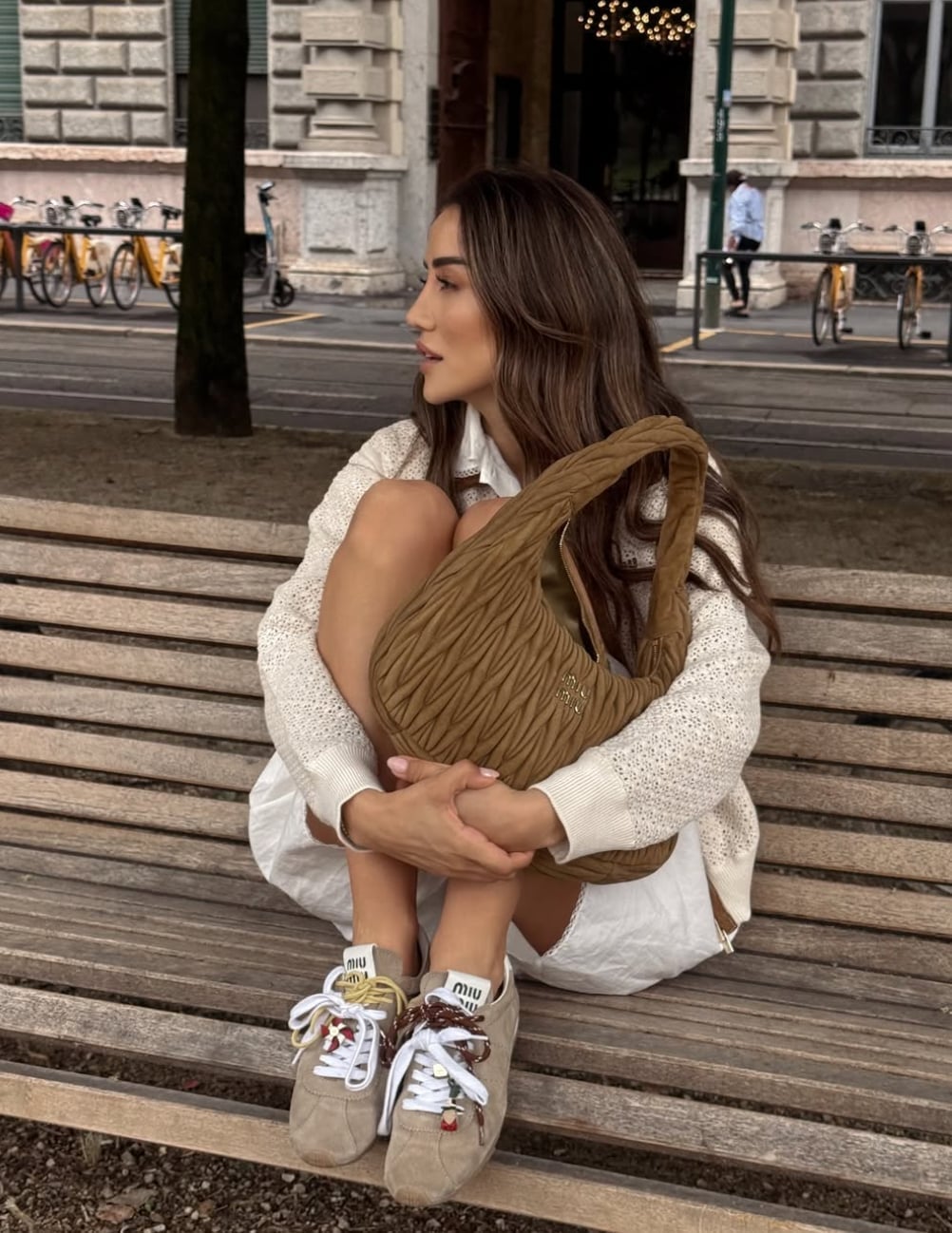 White Textured Cardigan with Sneakers — Cardigan Outfits Ideas