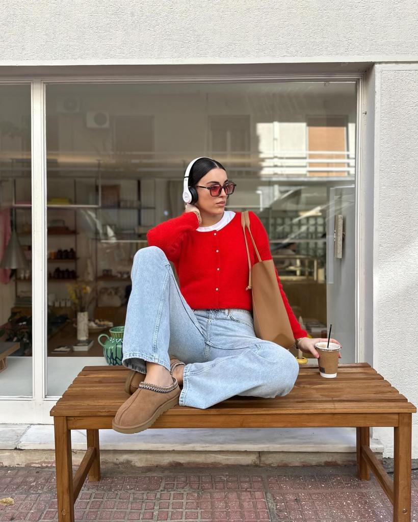 Red Cropped Cardigan for Casual Loungewear — Cardigan Outfits Ideas