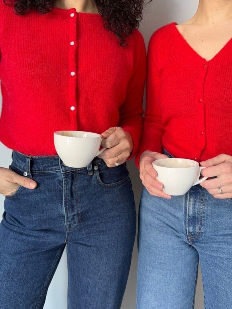 Matching Fitted Red Cardigans with Jeans — Cardigan Outfits Ideas