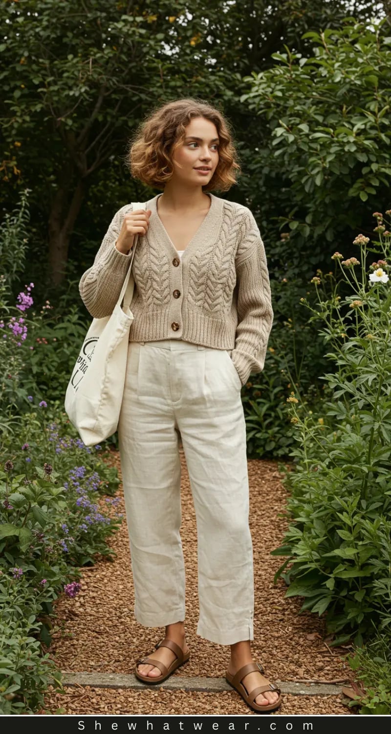 Cropped Cable Knit Cardigan for a Casual Look — Cardigan Outfits Ideas