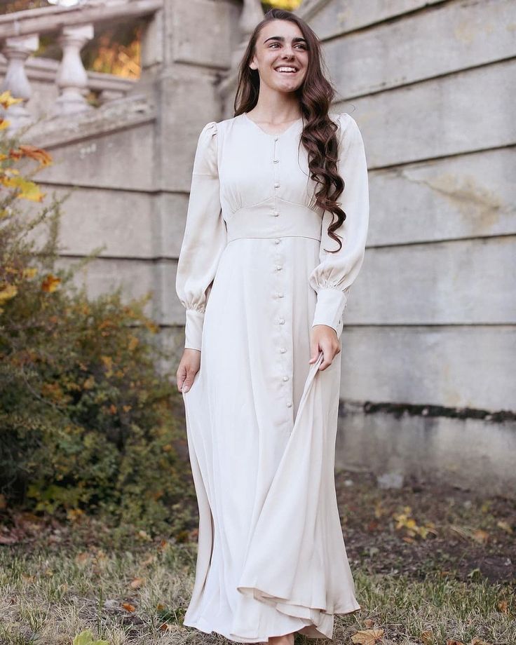 Off-white Button-Front Maxi Dress — Casual Church Outfit