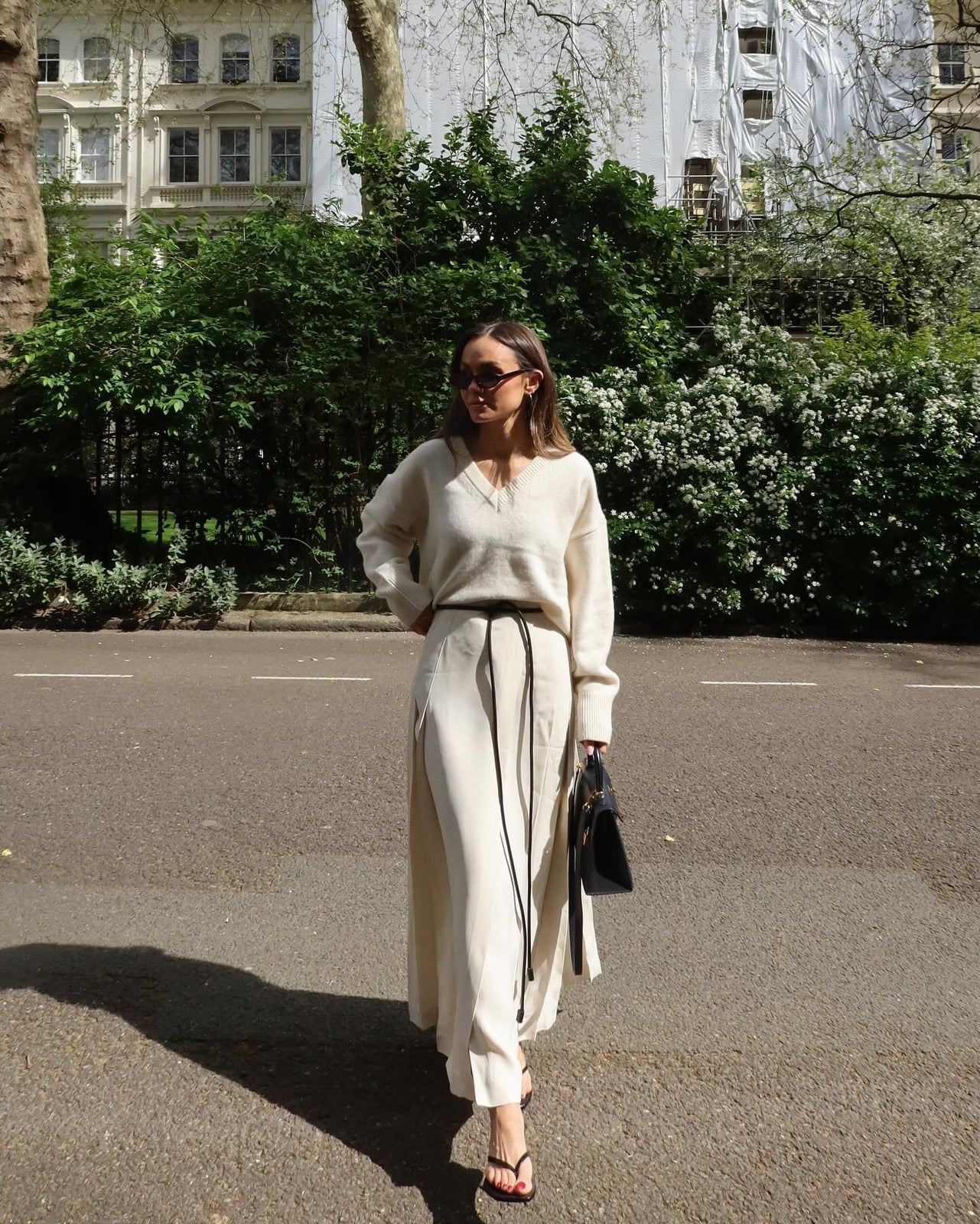 Cream Knit Sweater and Flowing Skirt — Casual Church Outfit