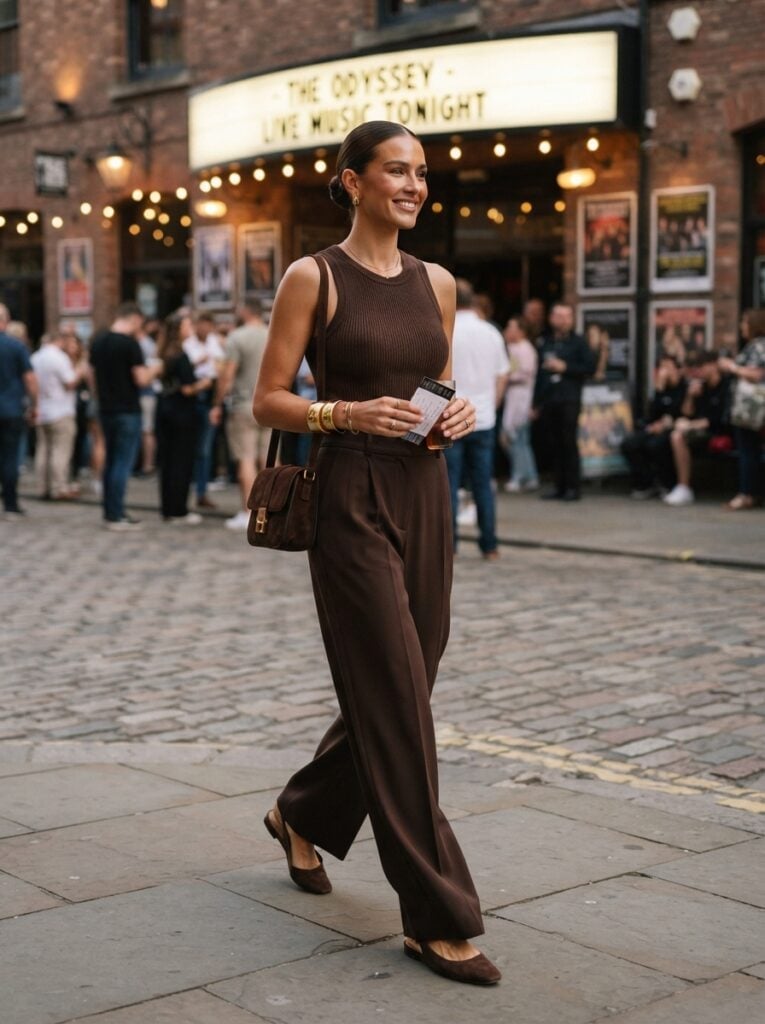Sleeveless Top with Wide-Leg Trousers Sleeveless Top with Wide-Leg Trousers — Casual Concert Outfit