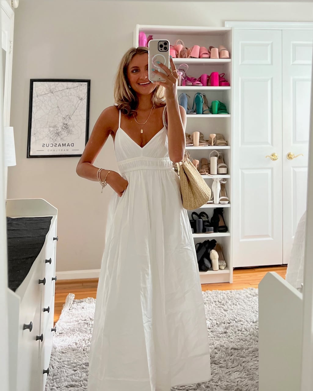 White Cotton Slip Dress — Casual Date Night Outfit