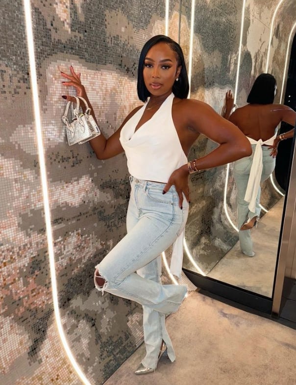 Halter Neck Top with Distressed Wide-Leg Jeans — Casual Date Night Outfit