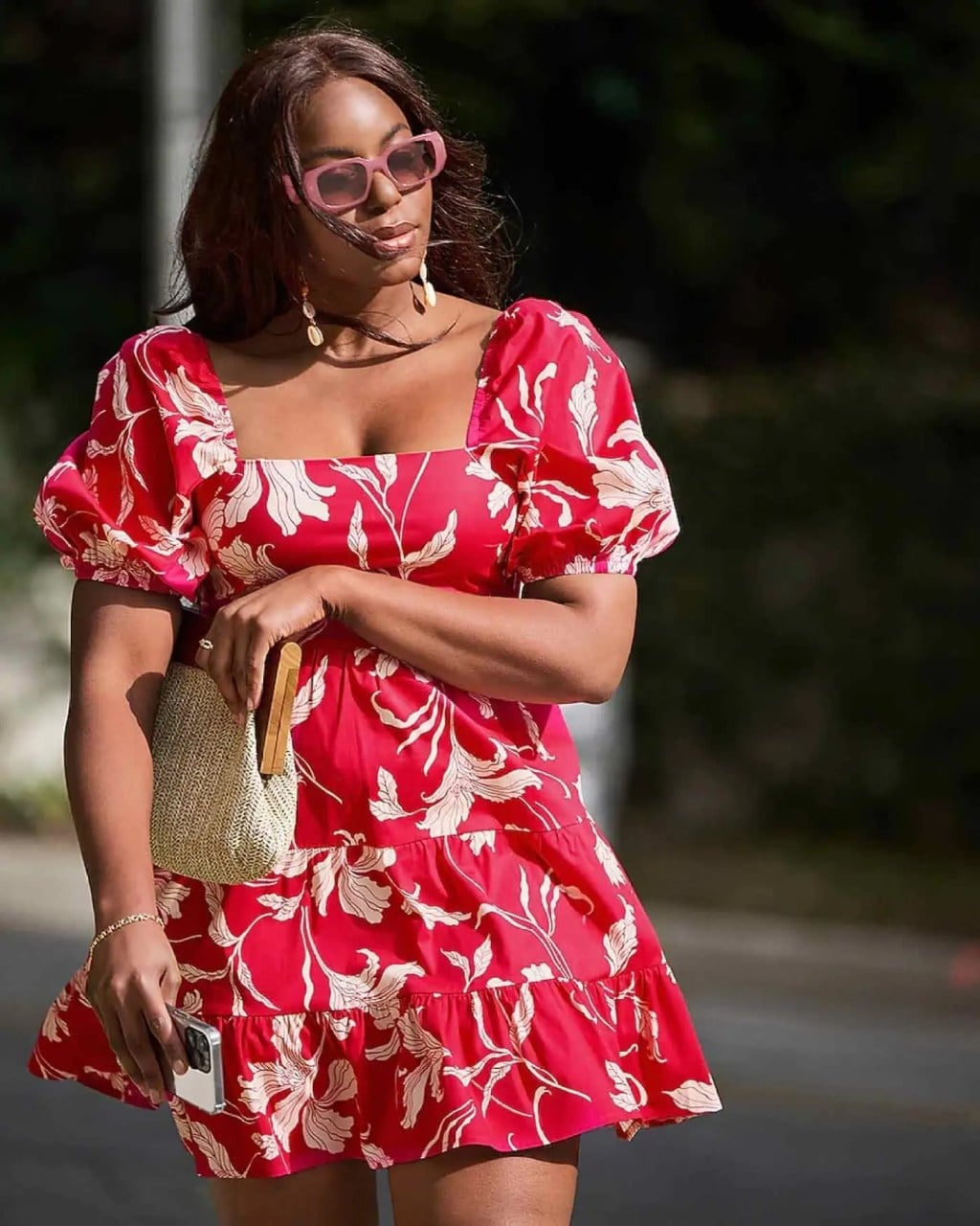 Red Floral Print Puff Sleeve Dress Red Floral Print Puff Sleeve Dress — Casual Dresses Outfits