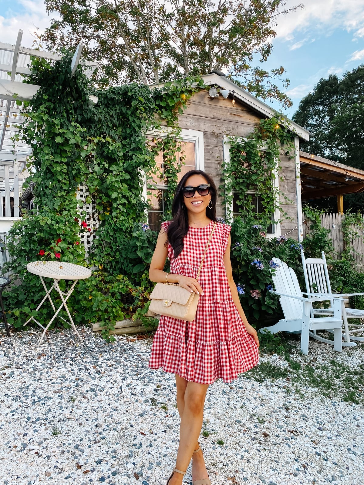 Red Gingham Check Ruffled Dress Red Gingham Check Ruffled Dress — Casual Dresses Outfits