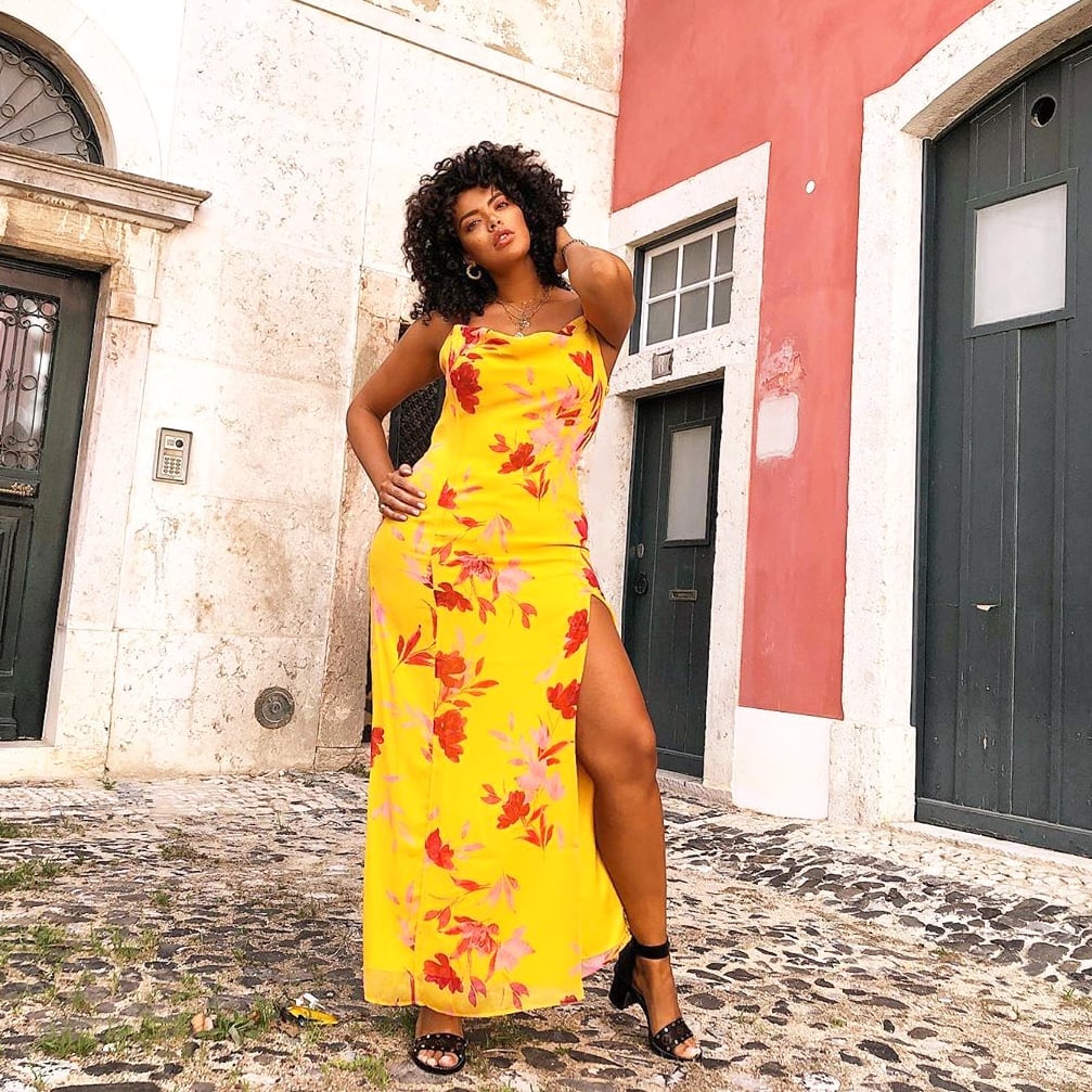 Yellow Floral Maxi Dress With Slit Yellow Floral Maxi Dress With Slit — Casual Dresses Outfits