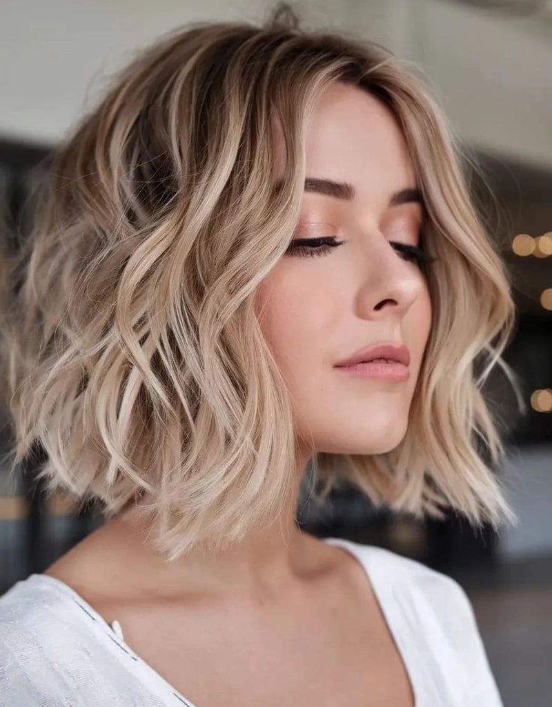 Chin Length Bob With Textured Waves — Casual Hairstyles