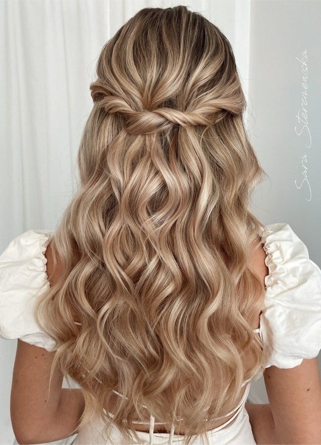 Half Up Half Down With Twisted Crown — Casual Hairstyles