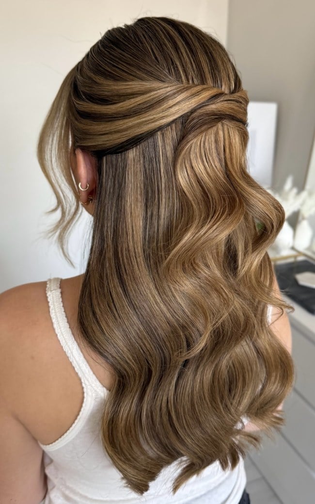 Dark Brown Half Up With Twisted Knot — Casual Hairstyles