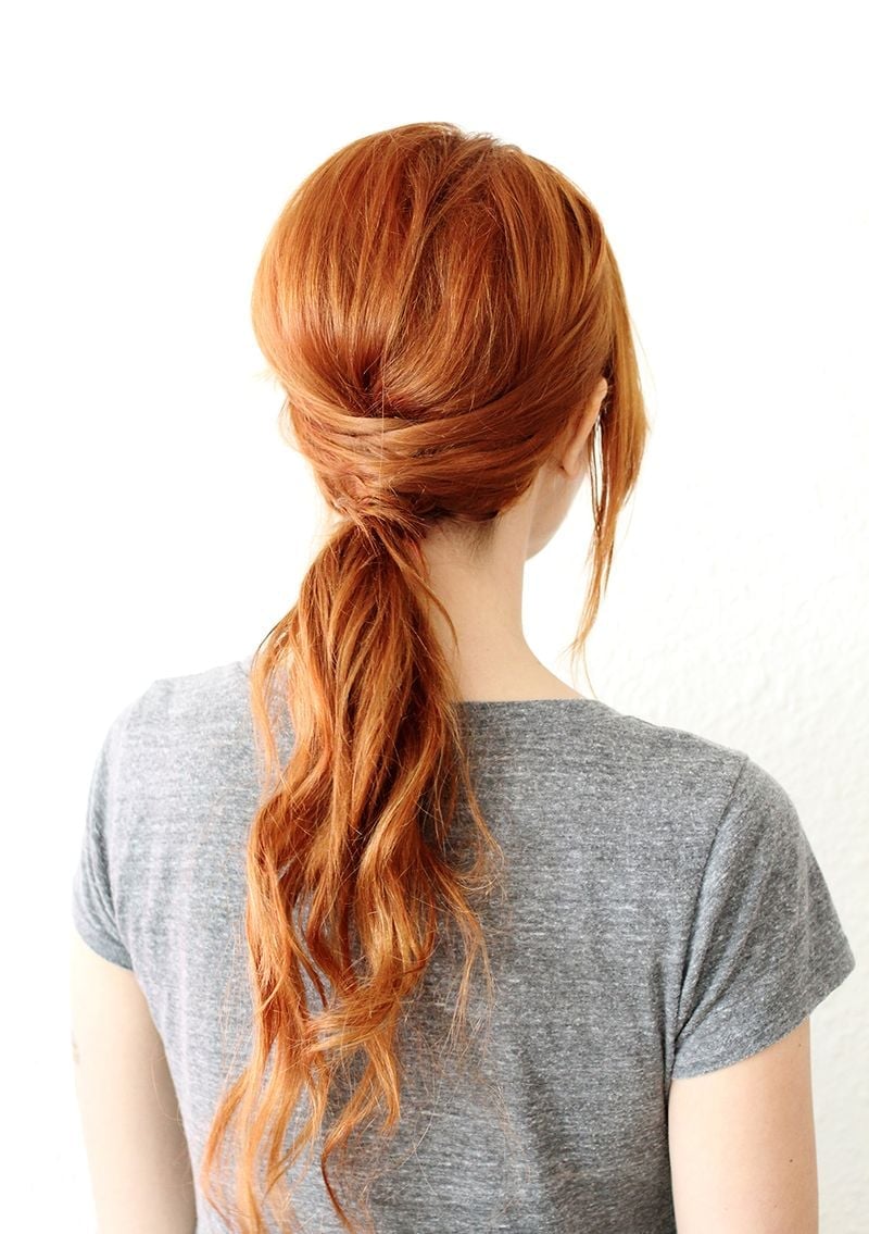 Vibrant Red Low Ponytail Twist — Casual Hairstyles
