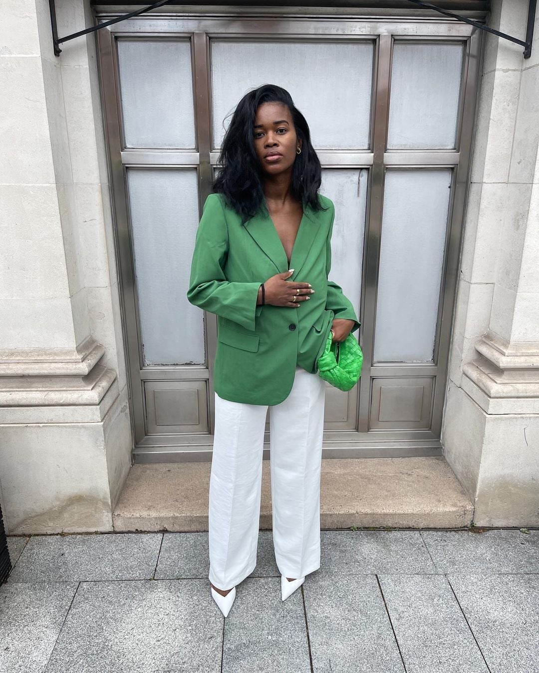 Cream Wide-Leg Trousers with Brown Cropped Jacket — Casual Office Outfit