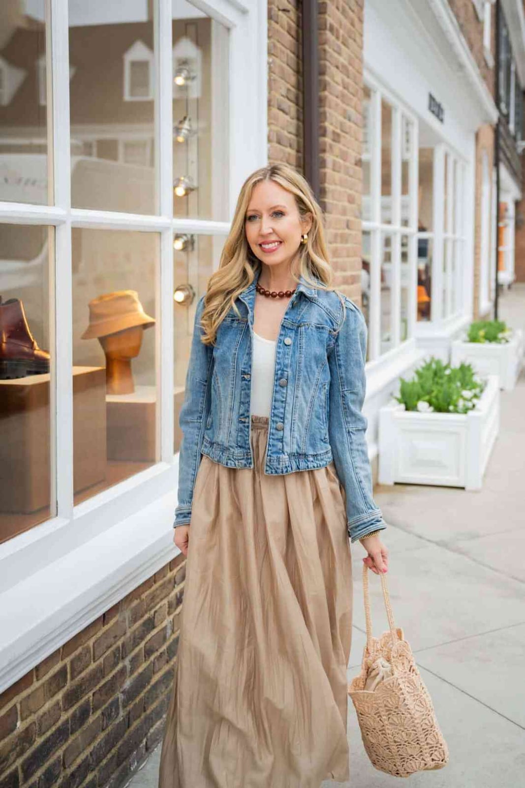 Denim Jacket with Maxi Skirt and Ankle Boots — Casual Outfits