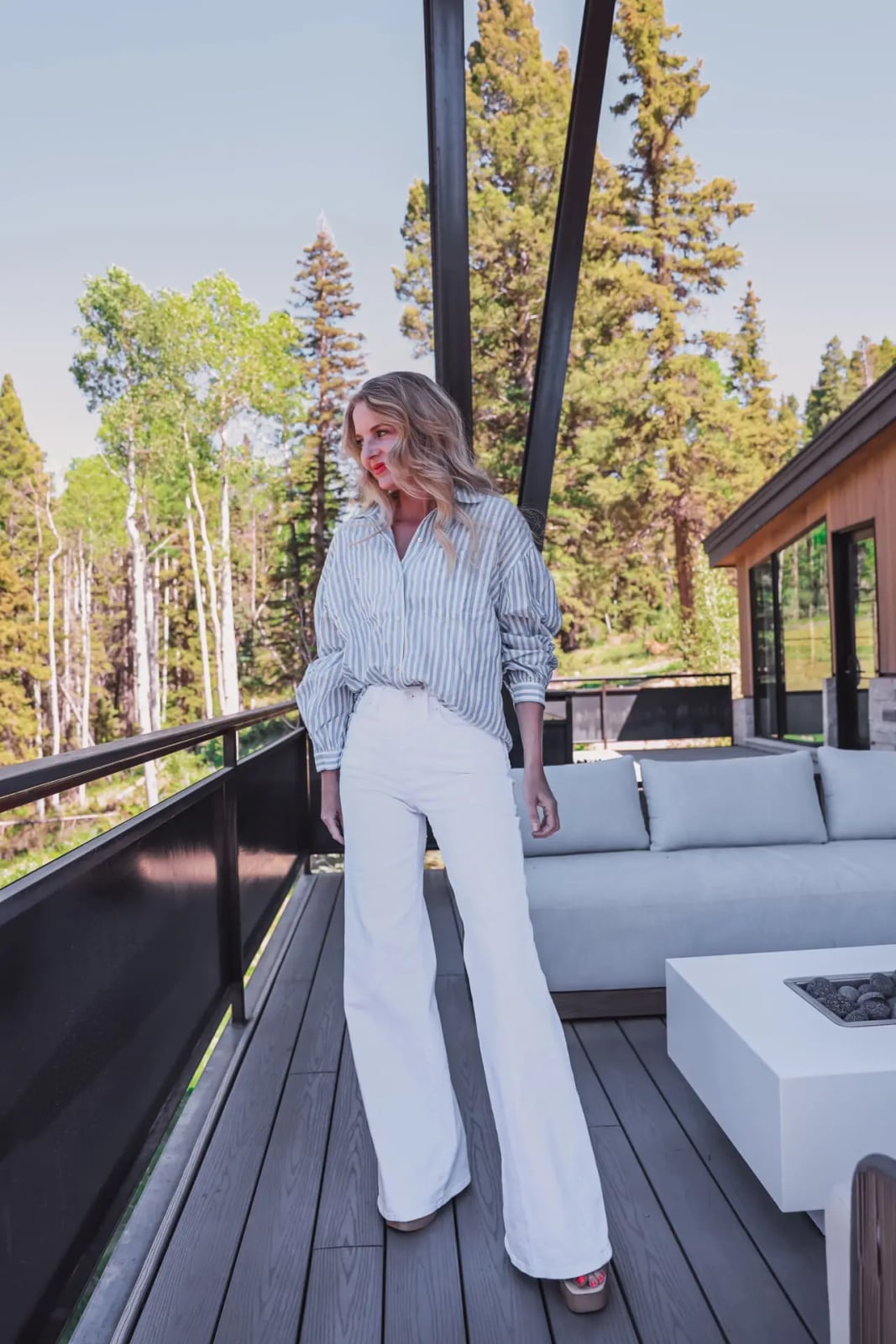 Striped Shirt with White Wide-Leg Trousers — Casual Outfits