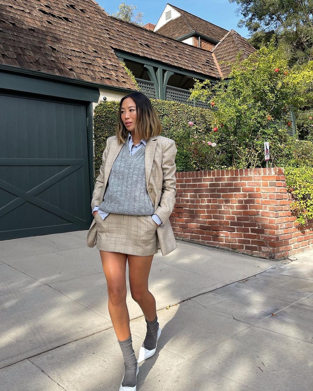Plaid Suit with Sweater Vest and Collared Shirt — Casual Outfits