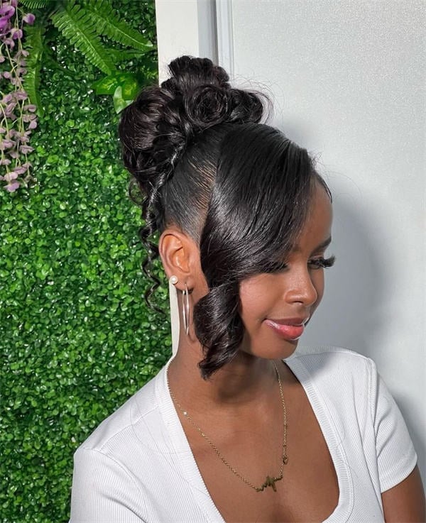 Textured Low Bun Dark Brown Subtle Highlights — Casual Updo
