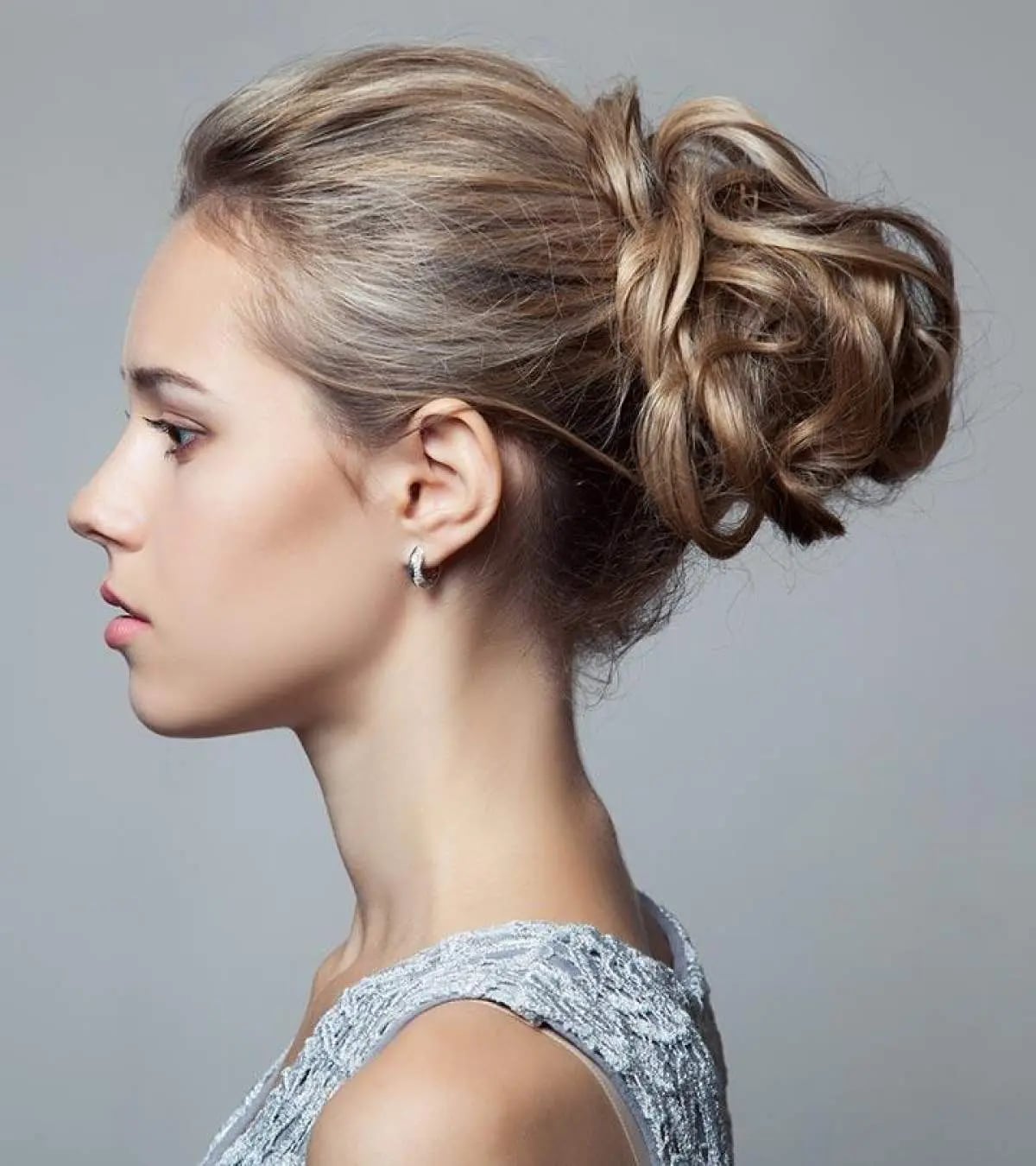 Low Ash Blonde Updo Soft Waves — Casual Updo
