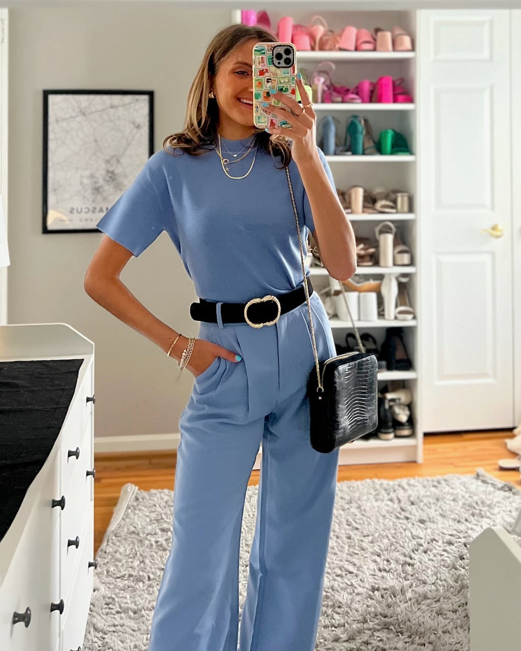 Light Blue Top with Wide-Leg Trousers Light Blue Top with Wide-Leg Trousers — Casual Work Outfits