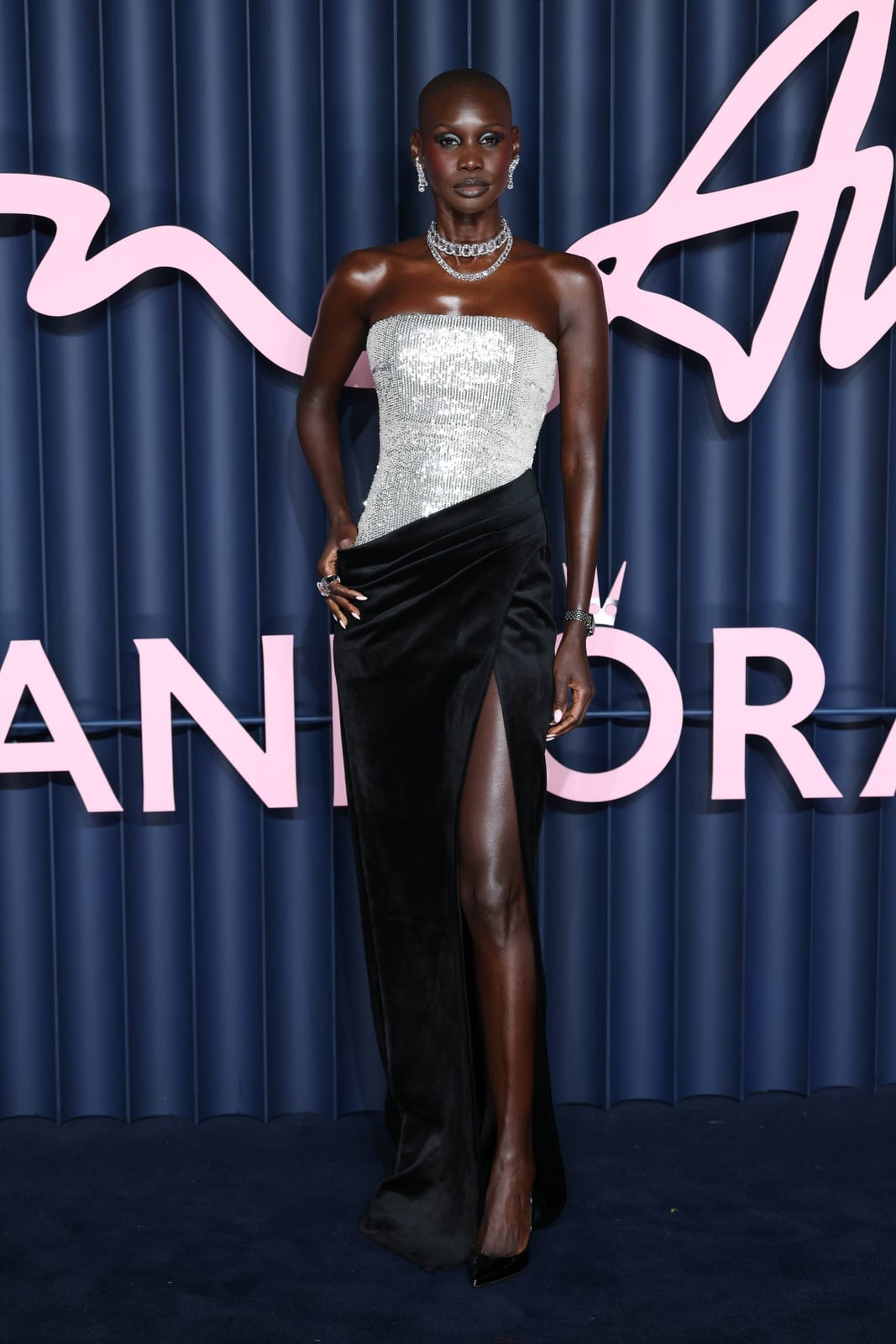 Two-tone Gown with Sequin Bodice and Velvet Skirt — Celebrities Dresses