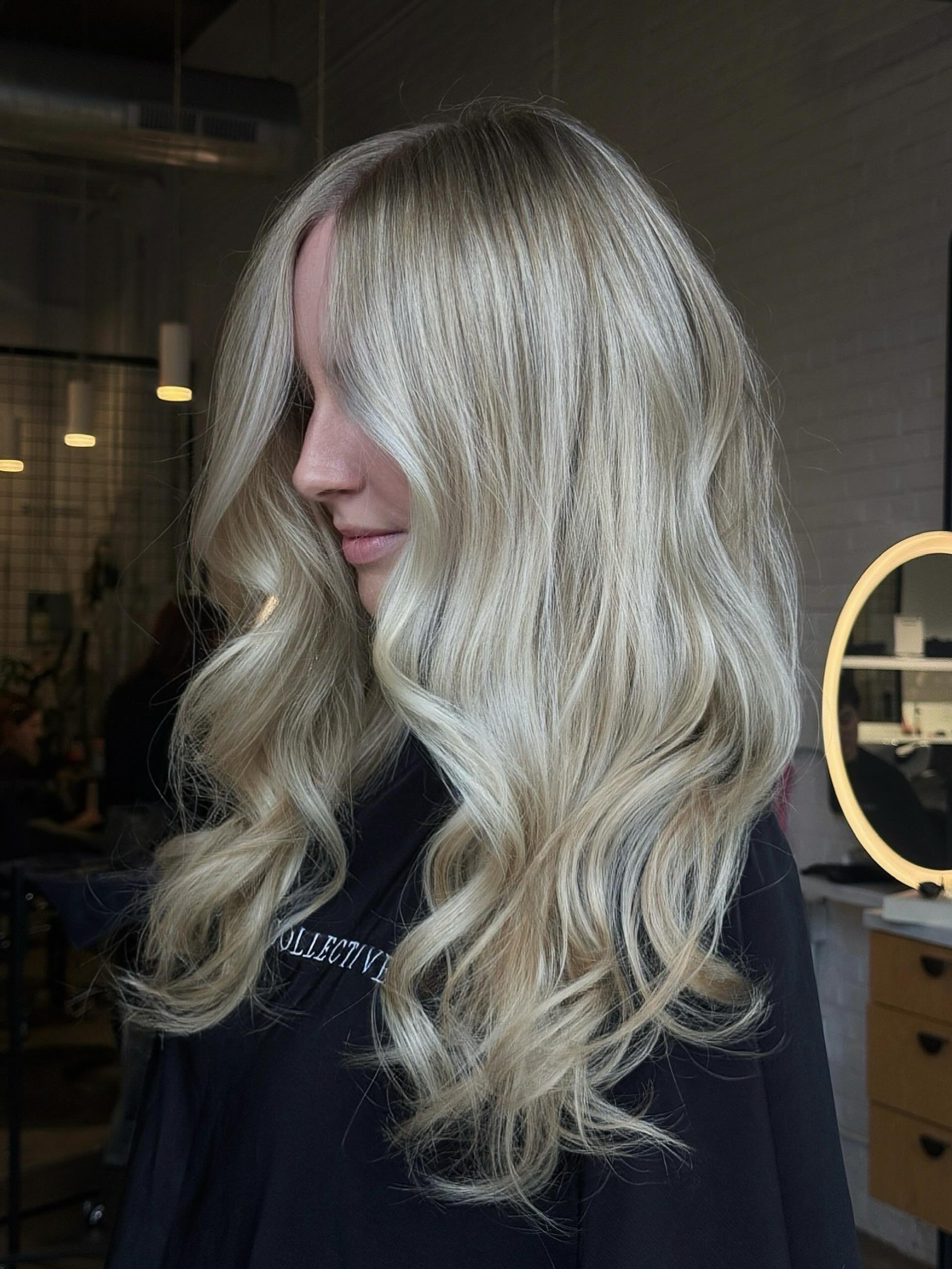 Champagne Blonde Beach Waves With Face Framing