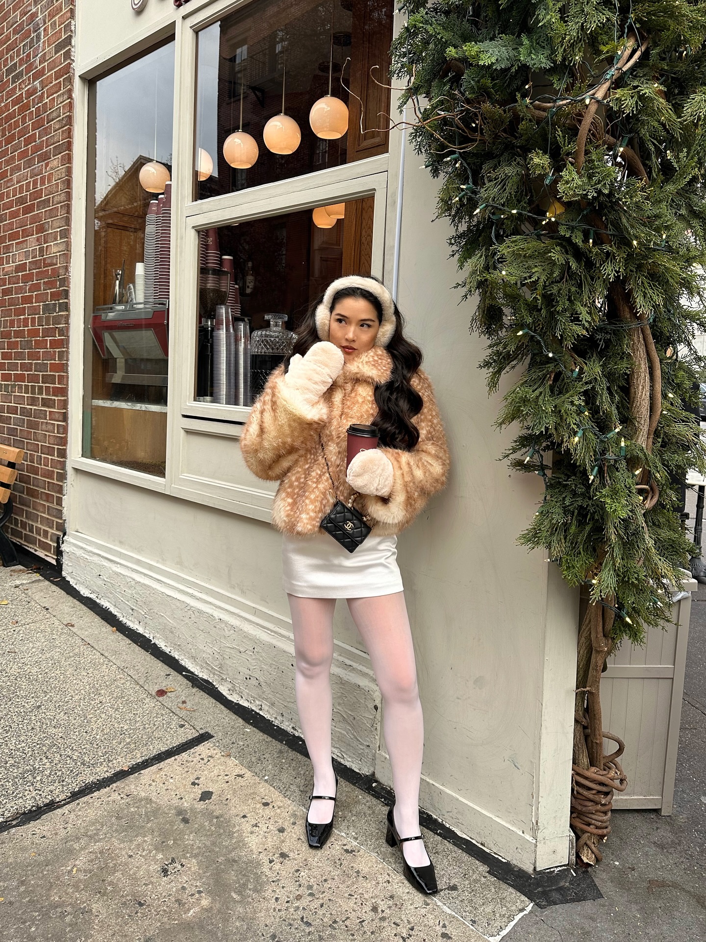 Chic Faux Fur Jacket With Mini Skirt Birthday Look