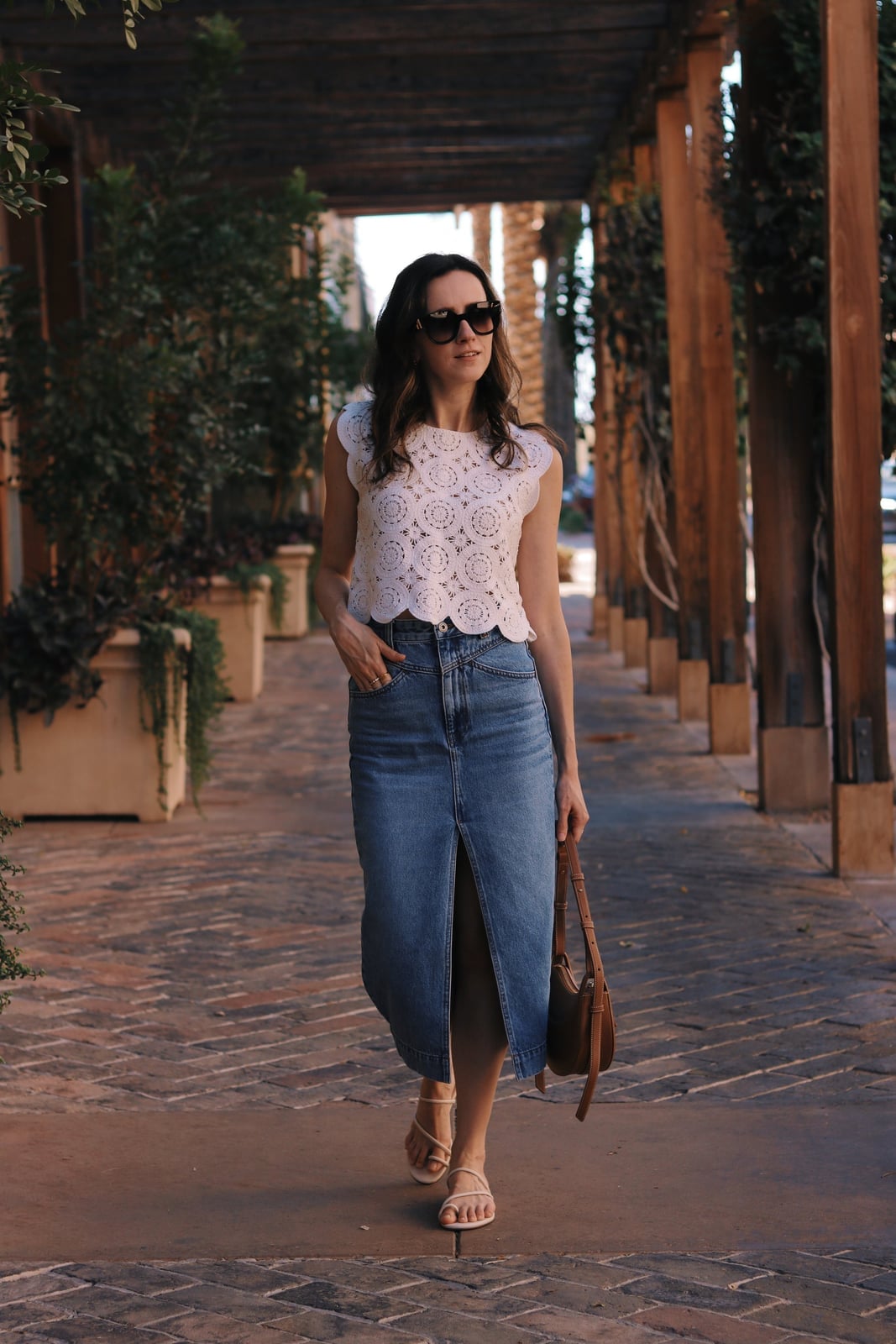 Crochet Top with Denim Midi Skirt Crochet Top with Denim Midi Skirt — Chic Style