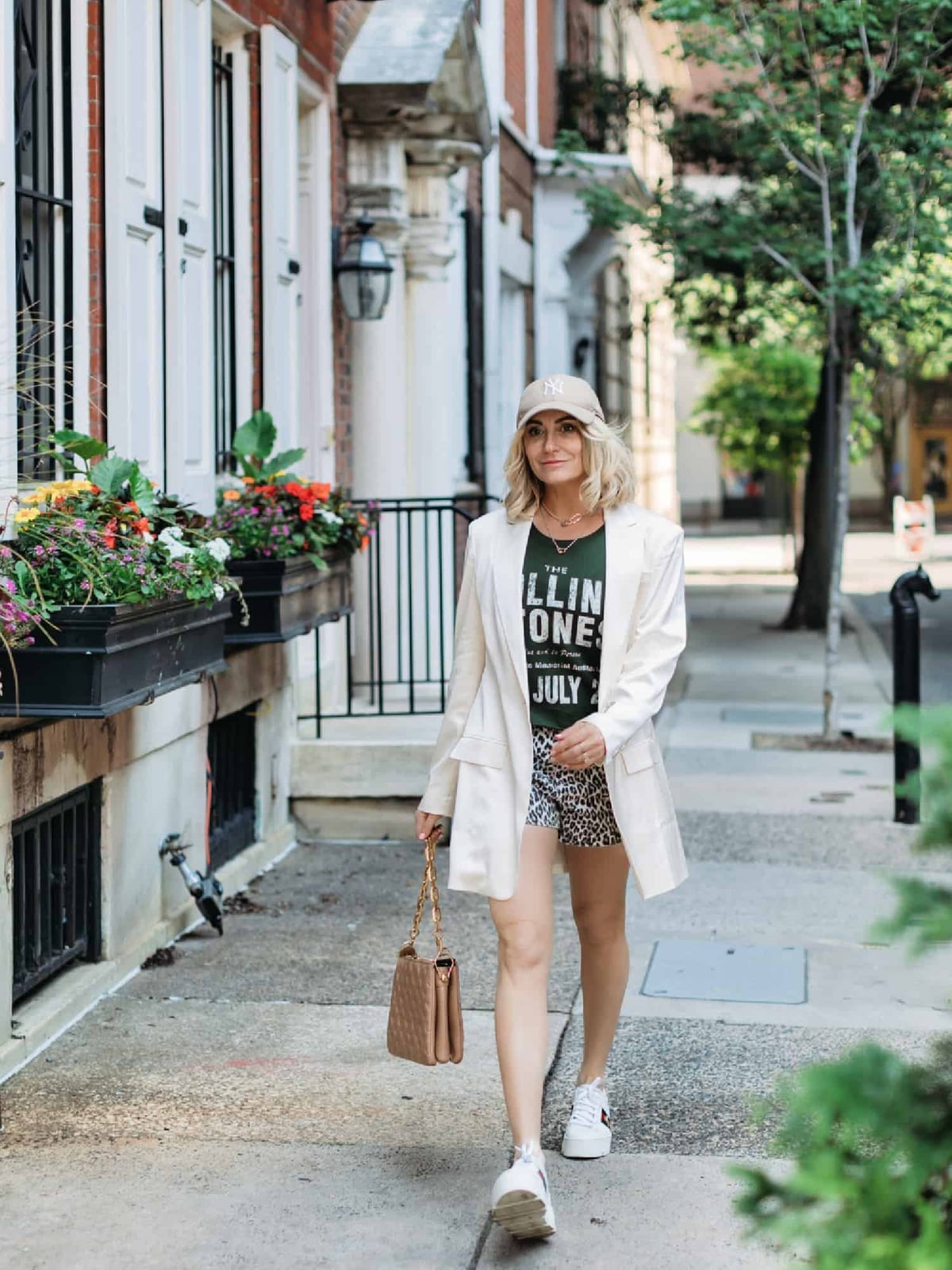 Longline Blazer with Graphic T-Shirt and Shorts Longline Blazer with Graphic T-Shirt and Shorts — Chic Style