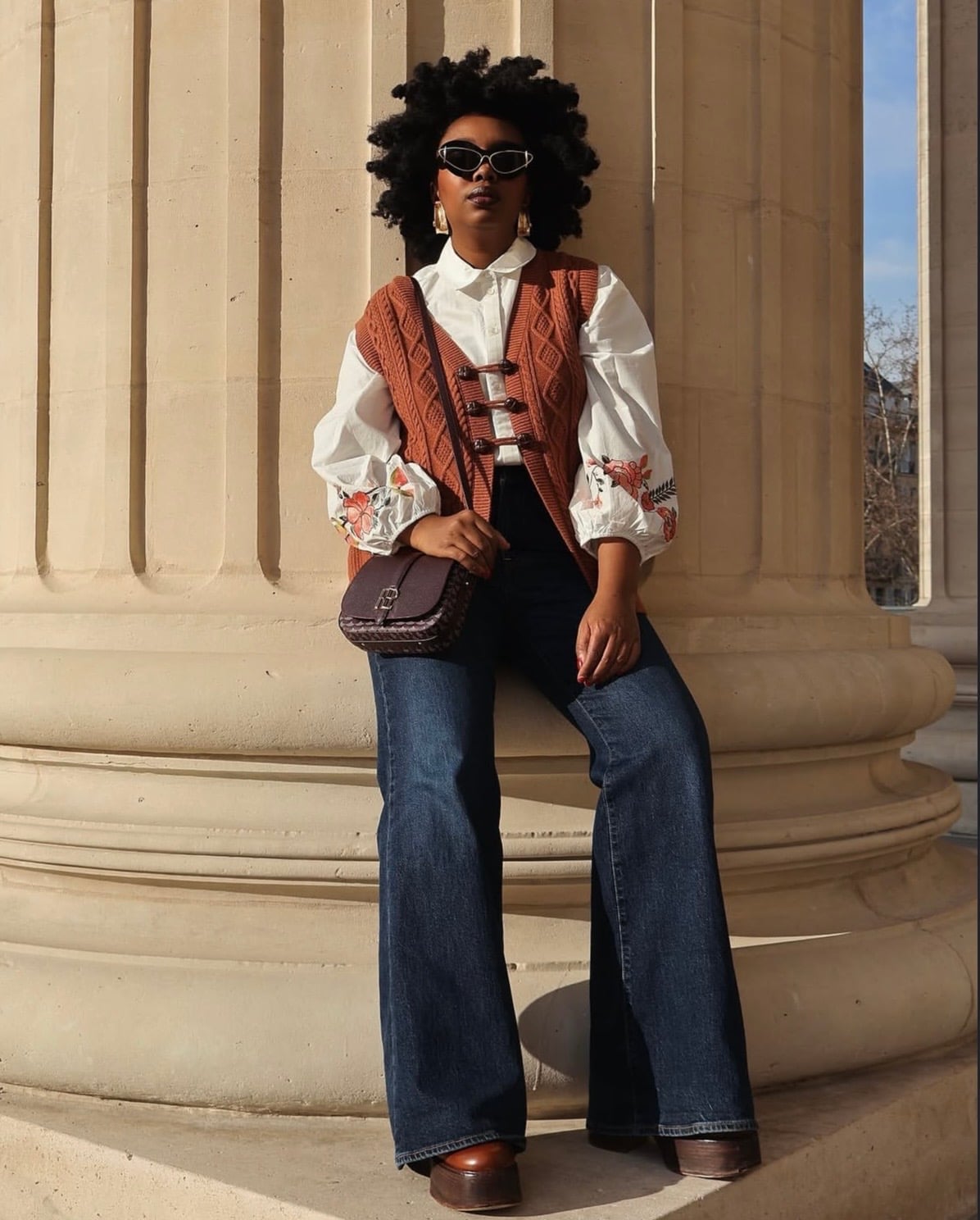 Knit Vest with Embroidered Shirt Knit Vest with Embroidered Shirt — Chic Style
