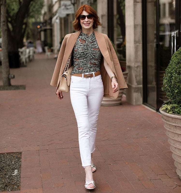 Camel Oversized Blazer with White Jeans Camel Oversized Blazer with White Jeans — Chic Style