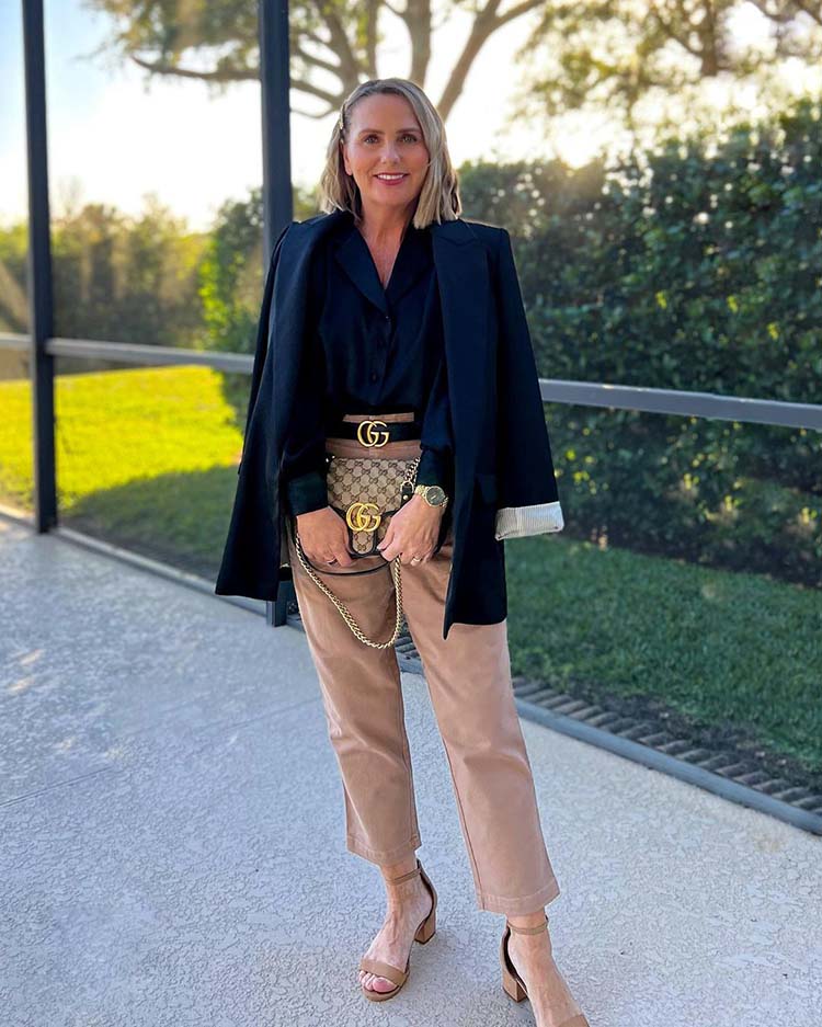 Black Blazer with Logo Belt Black Blazer with Logo Belt — Chic Style