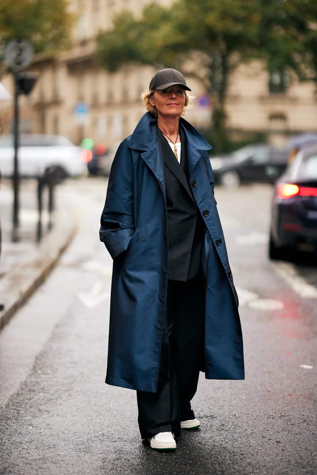 Navy Trench Coat Over a Black Suit Navy Trench Coat Over a Black Suit — Chic Style