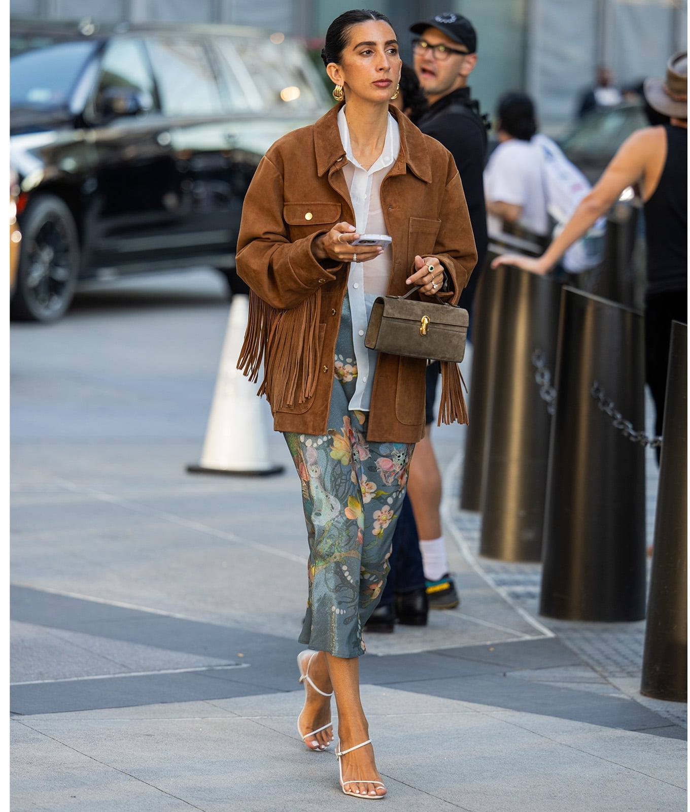 Suede Fringe Jacket with Silk Trousers Suede Fringe Jacket with Silk Trousers — Chic Style