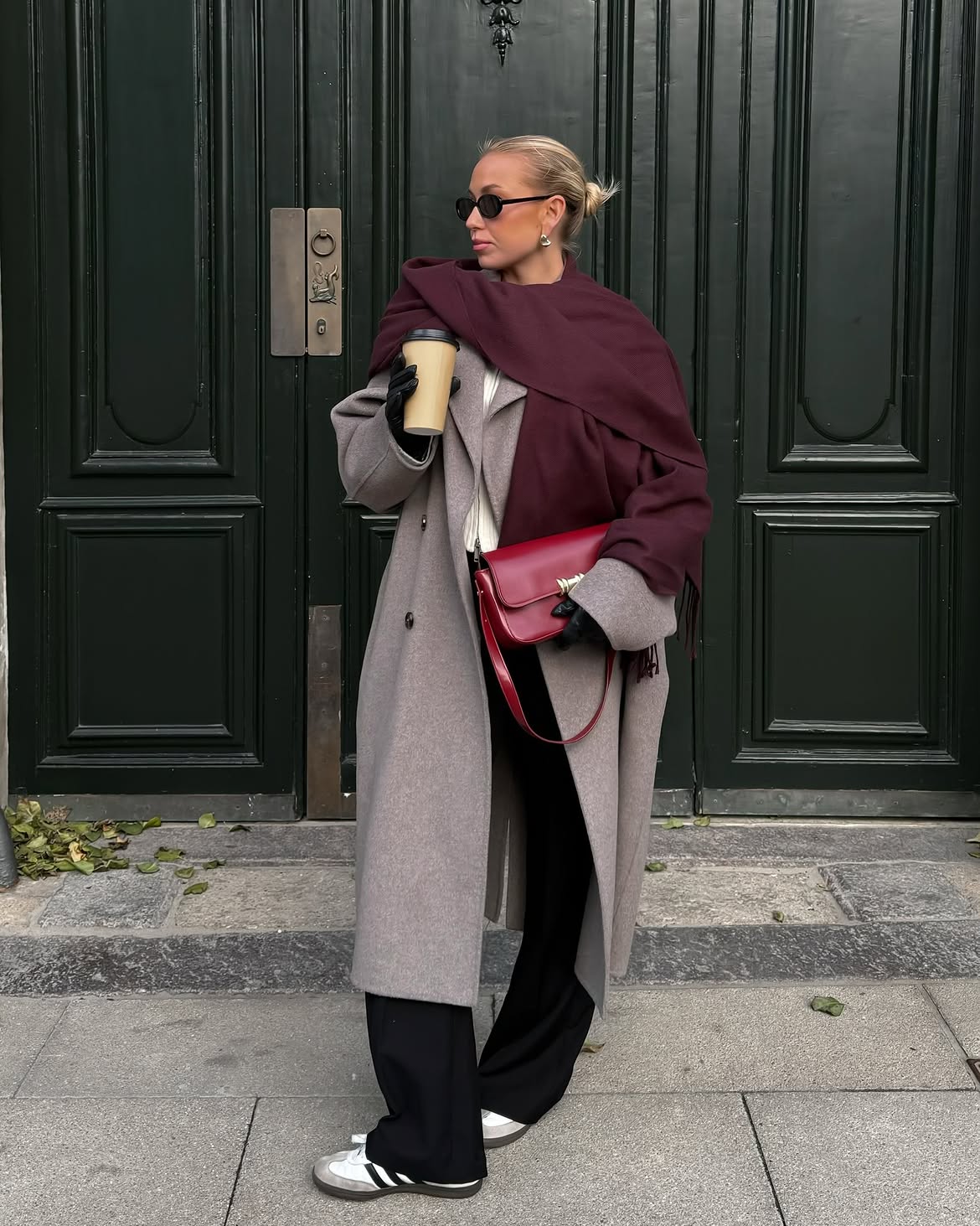 Chic Winter Neutrals With A Pop Of Burgundy