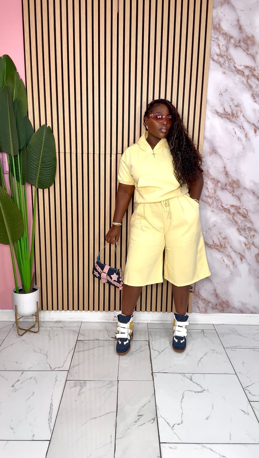 Yellow Terry Cloth Hoodie and Shorts Set — Chill Outfit