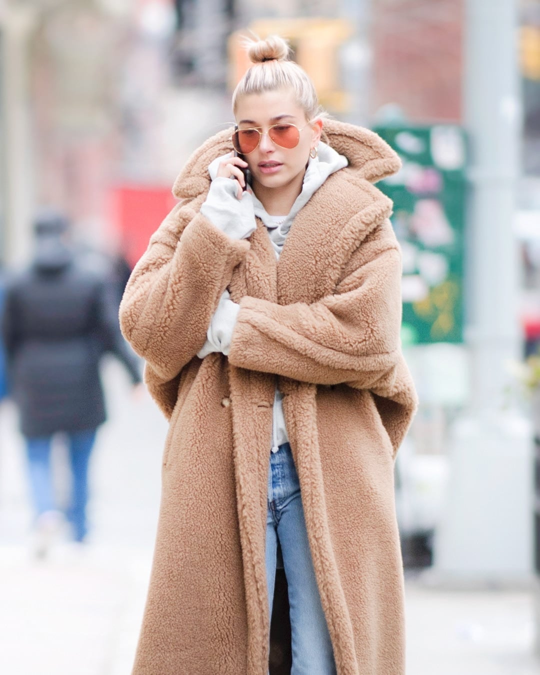 Oversized Teddy Coat with Gray Hoodie and Denim Jeans — Chill Outfit