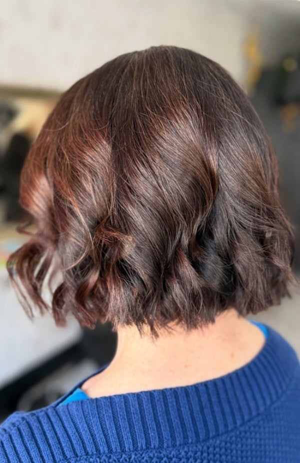 Dark Brown Bob With Red Lowlights Dark Brown Bob With Red Lowlights — Chin Length Bob