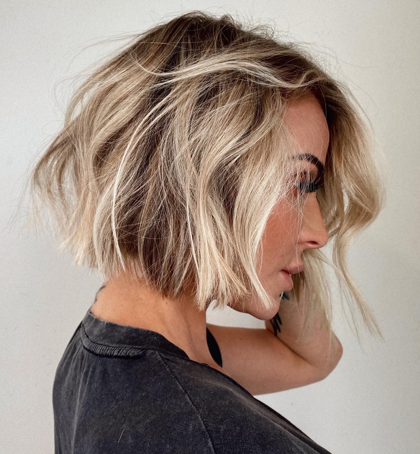 Textured Dirty Blonde Bob Textured Dirty Blonde Bob — Chin Length Bob