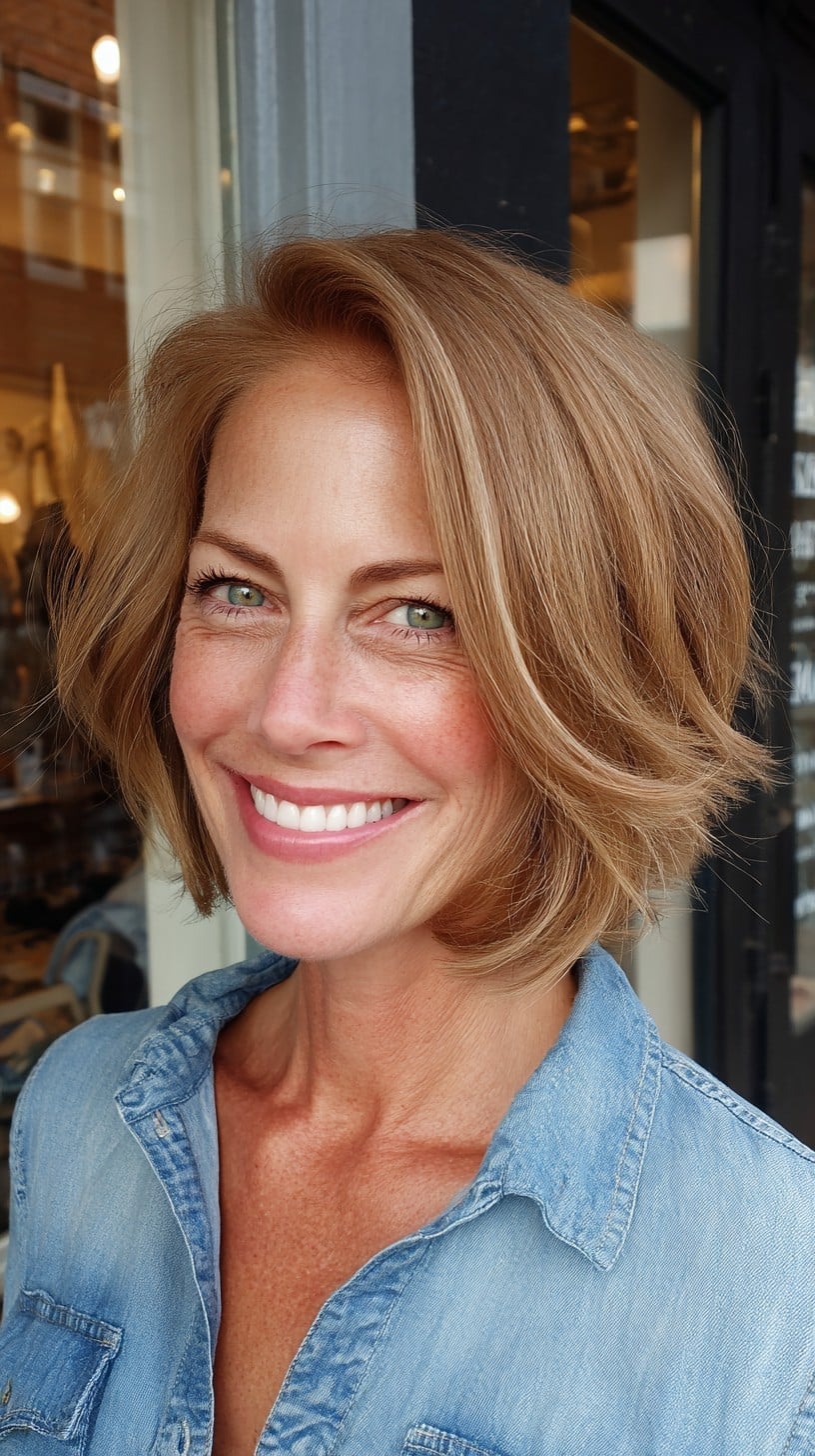 Honey Blonde Bob With Volume Honey Blonde Bob With Volume — Chin Length Bob