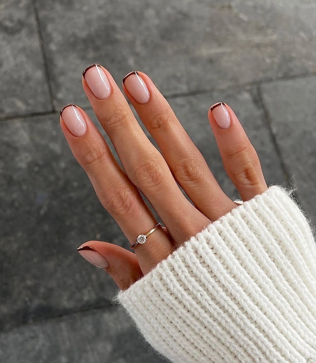 Chocolate Brown Micro French Tips