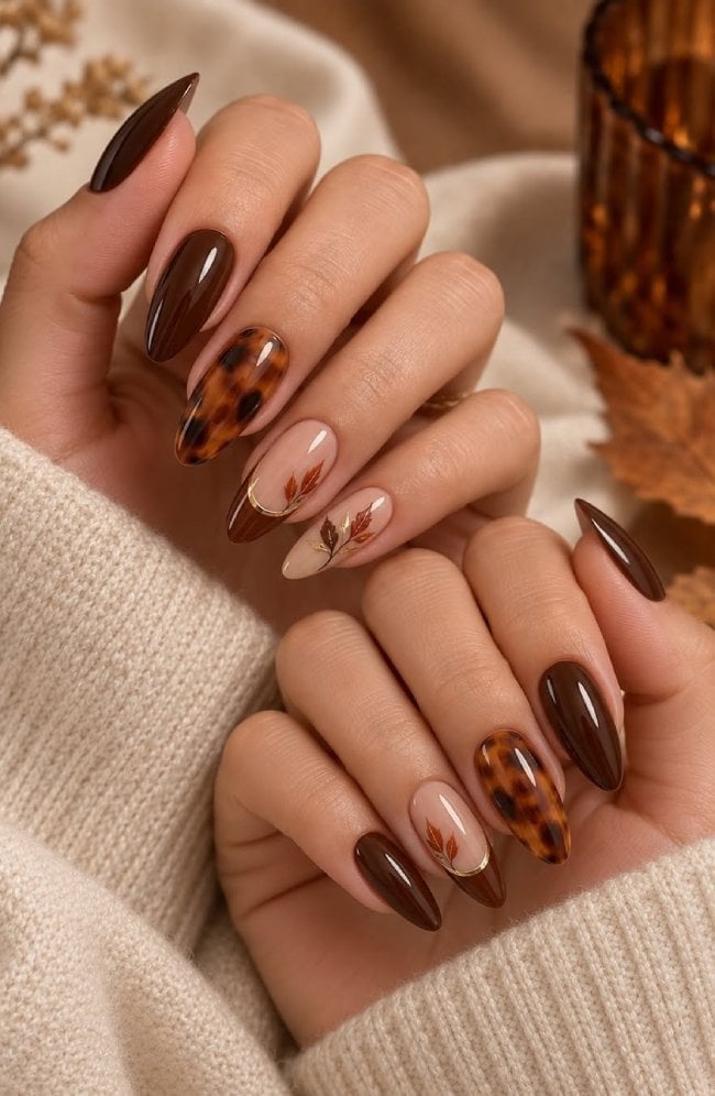 Deep Brown Copper Cat Eye Nails Deep Brown Copper Cat Eye Nails — Chocolate Nails