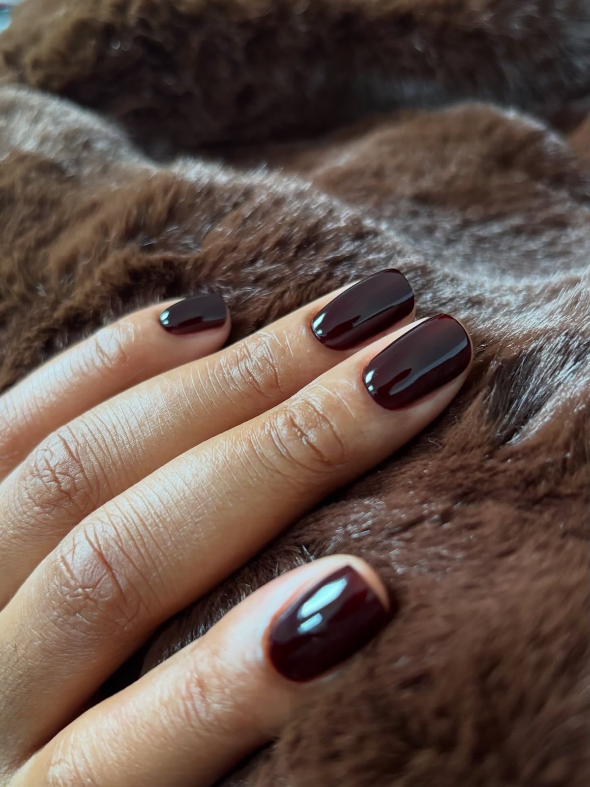 Deep Wine Red Brown Oval Nails Deep Wine Red Brown Oval Nails — Chocolate Nails