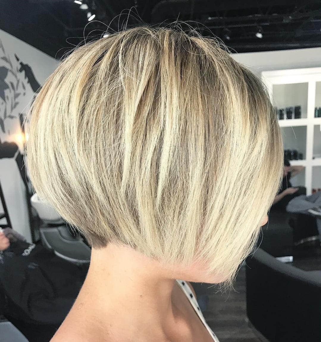 Blonde Choppy Stacked Bob Blonde Choppy Stacked Bob — Choppy Bob Hairstyles