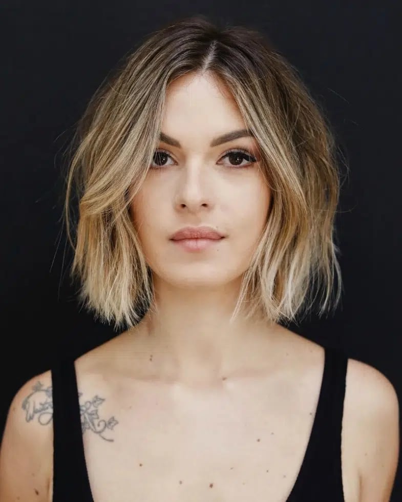 Blonde Balayage Bob With Curtain Bangs Blonde Balayage Bob With Curtain Bangs — Choppy Bob Hairstyles