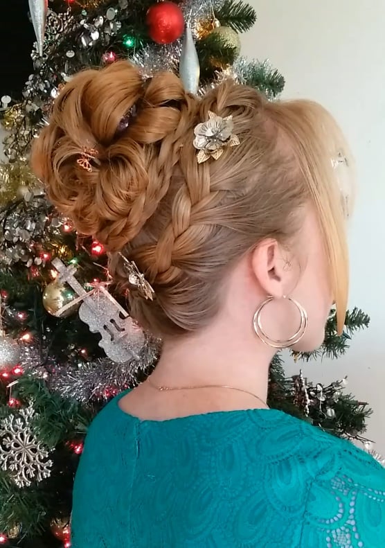 Reddish Blonde Updo With Ornaments — Christmas Hairstyles