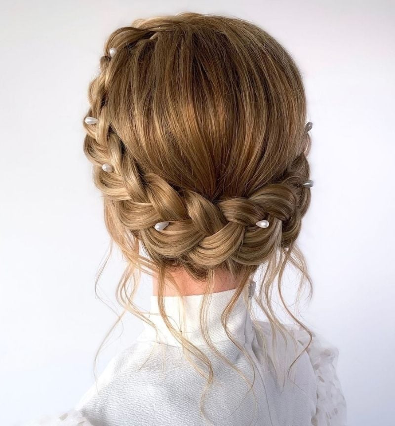 Honey Blonde Intricate Braided Updo — Christmas Hairstyles