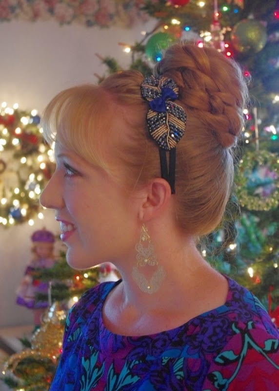 Reddish Blonde High Braided Bun With Accessory — Christmas Hairstyles